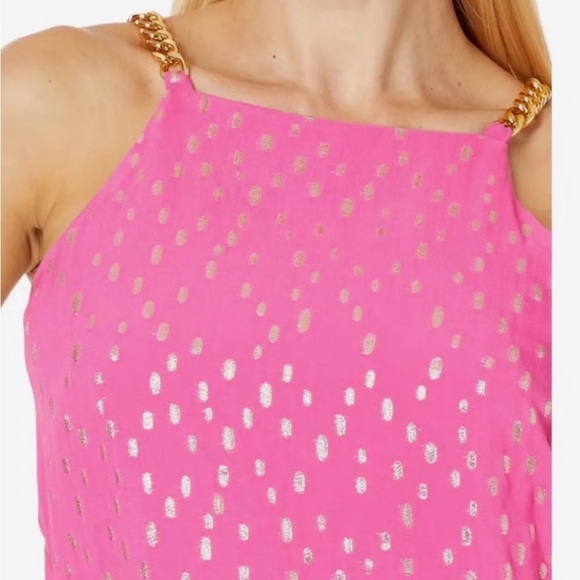 Lilly Pulitzer Joannah Aura Pink Women’s 8 Sleeveless Top Chain Vibrant Preppy - Picture 3 of 8